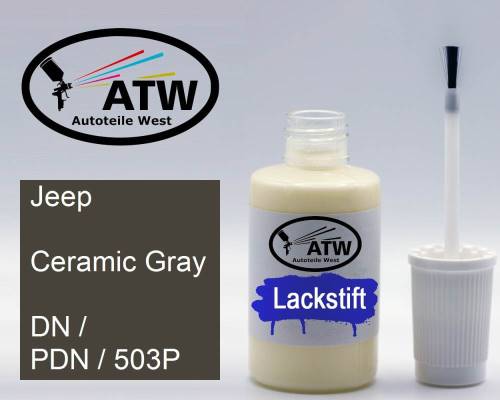 Jeep, Ceramic Gray, DN / PDN / 503P: 20ml Lackstift, von ATW Autoteile West.